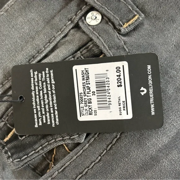 True Religion Dark Gray Straight Men's Jeans